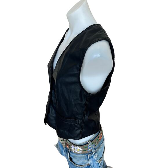 Pistola Black Faux Leather Vest Medium Menswear Dark Academia Whimsigoth $128 - Picture 7 of 10